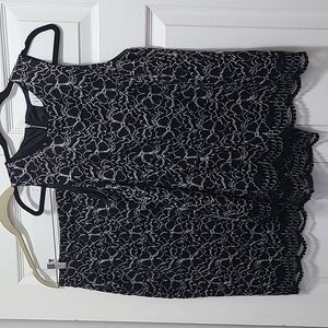 2pc skirt tank set ELLE floral lace black white Womens Size‎ 10